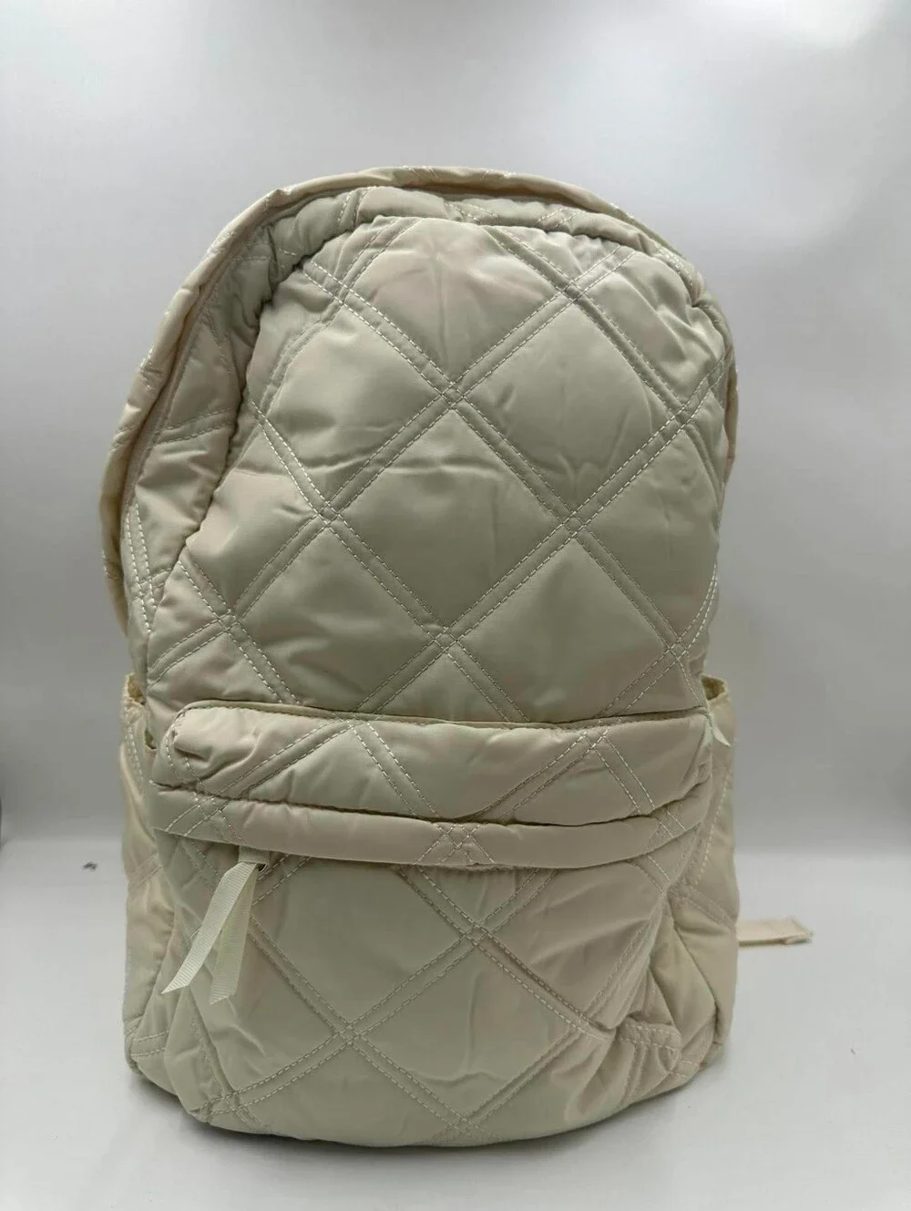 Quilted Cream Women's Backpack - Lightweight Everyday Bag